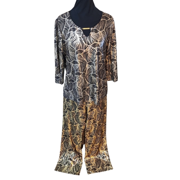 Masseys Abstract Print 2-piece Romper XL Metallic Material Very Unique! - Picture 10 of 15
